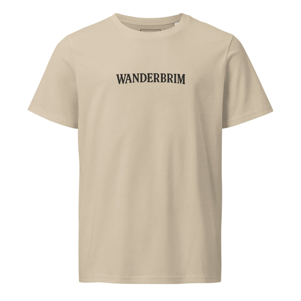 Sand-colored Classic Wanderbrim T-shirt with black logo on front.