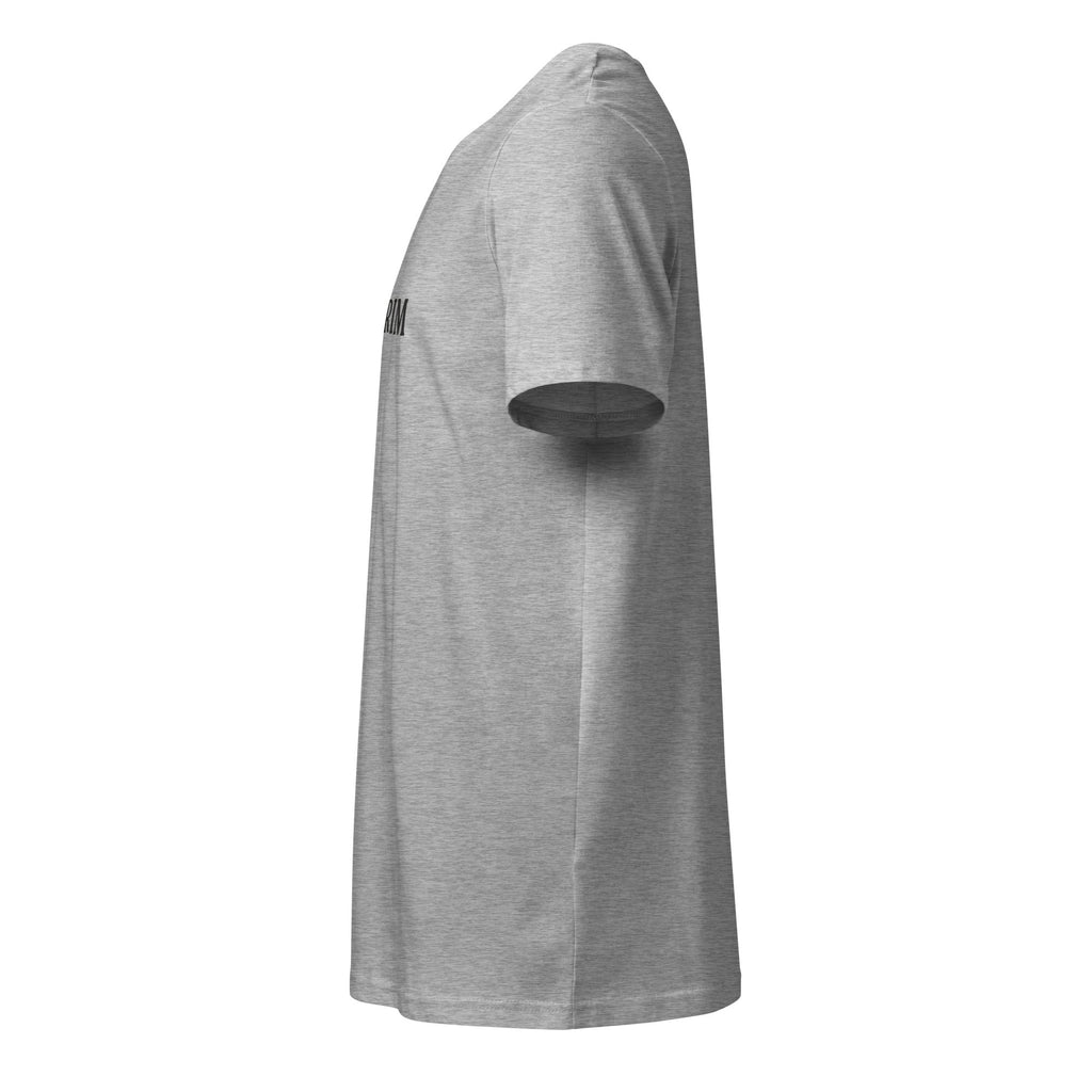 Classic Wanderbrim T-shirt in sand color with "WANDERBRIM" logo, side view.